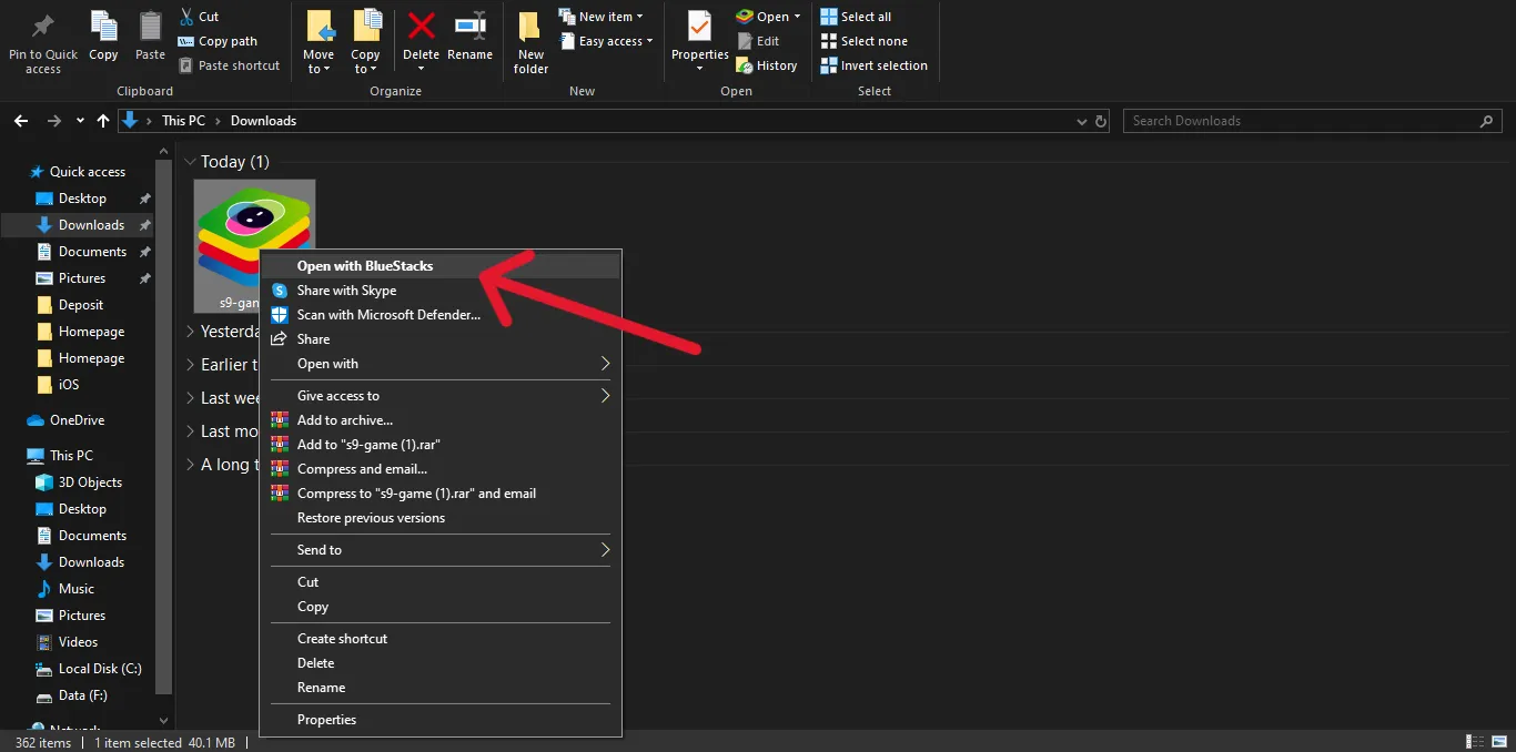 Image of app opening with bluestack emulator
